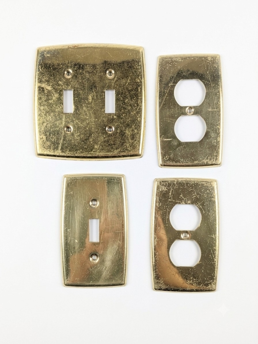 Brass Plated Switch Plates & Outlet Covers Lot Convex Curved Design Set